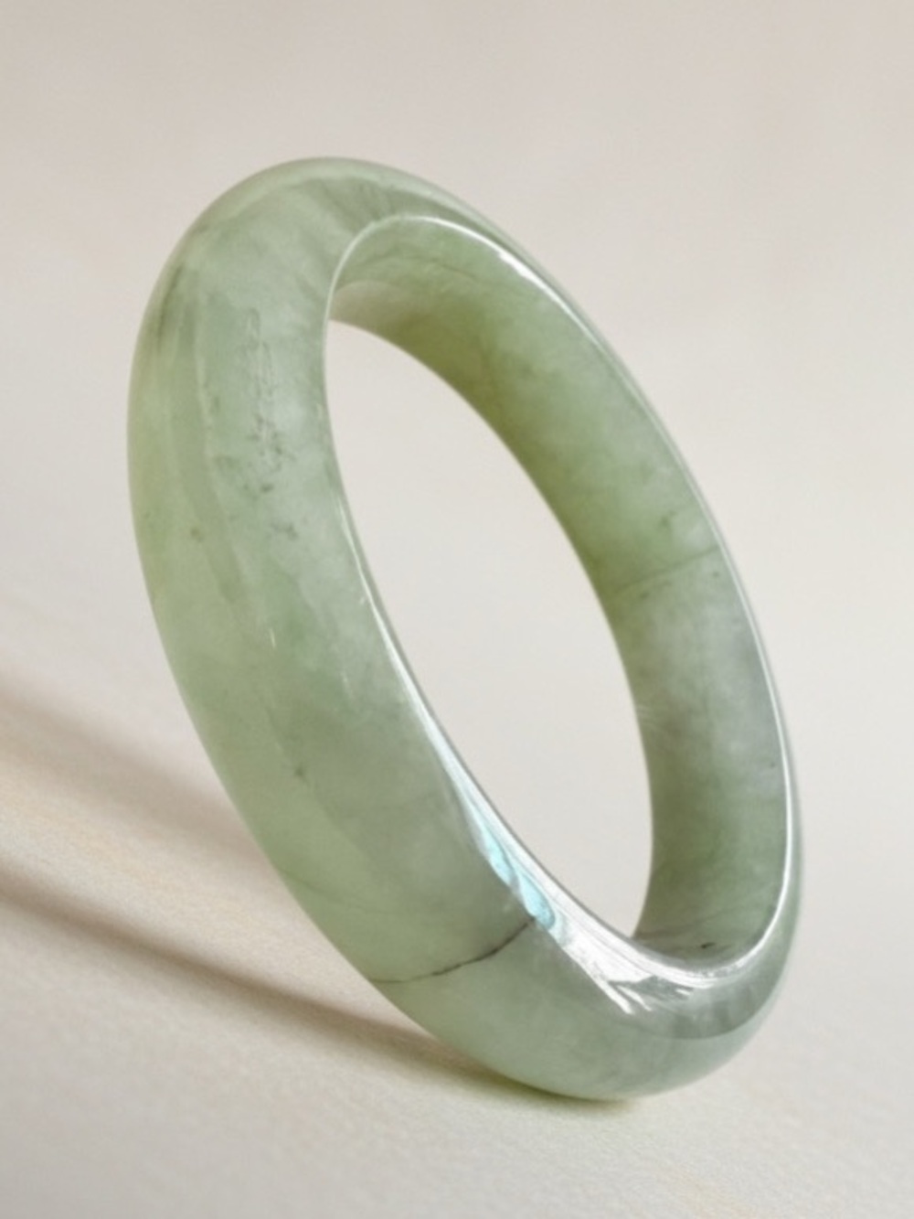 1/2" Jade bangle bracelet BEAUTIFUL neutral & light greens semi-opaque